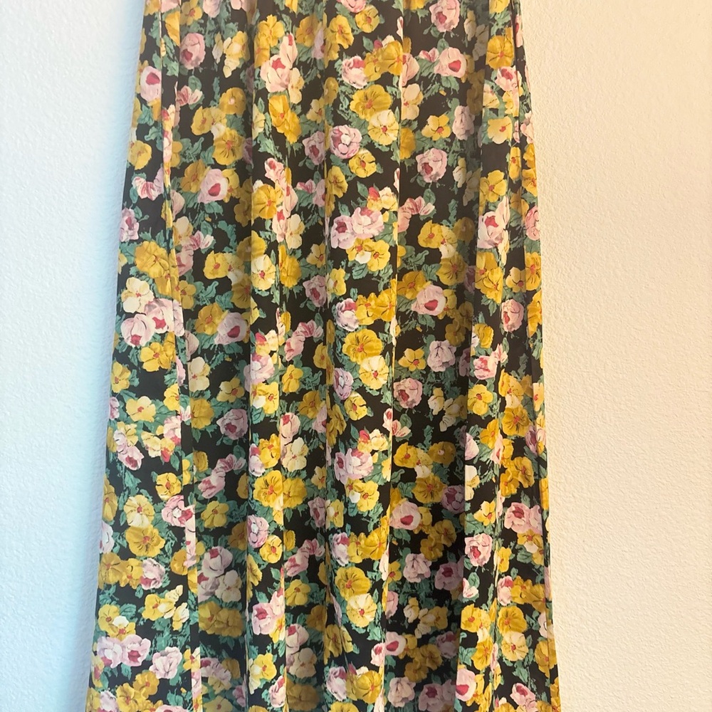 Floral Maxi Skirt in Black with Pink & Yellow Blooms